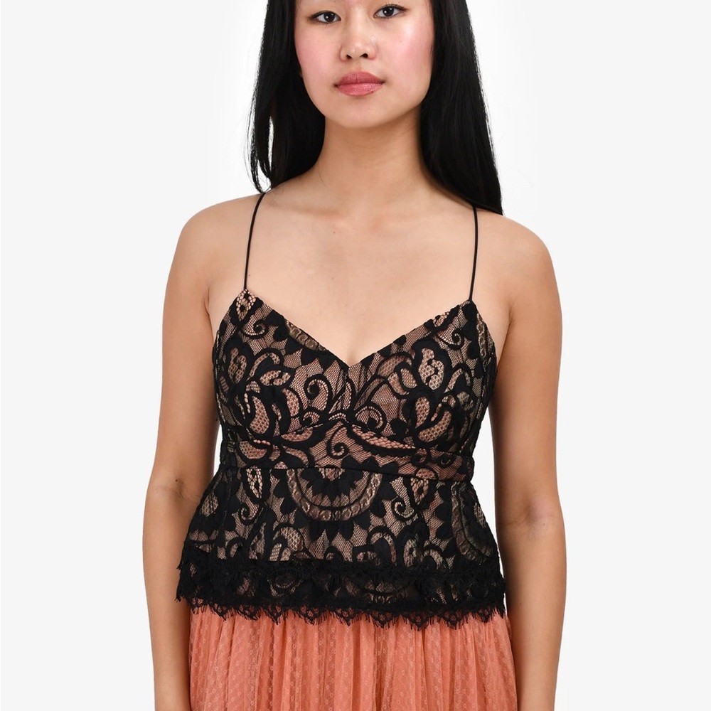 nanette lepore Black Lace Overlay Cami Top - size 6